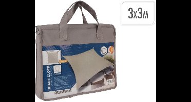 Schaduwdoek vierkant taupe 3 meter zonwering kunststof.