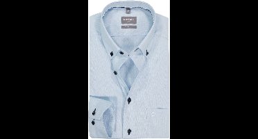 OLYMP Luxor comfort fit overhemd - pinpoint - lichtblauw - Strijkvrij - Boordmaat: 44