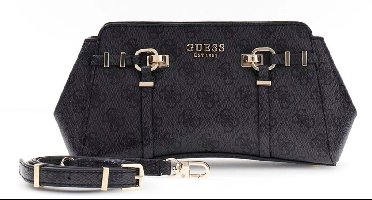 GUESS schoudertas Leona Logo Girlfriend Xbody Coal Logo donkergrijs