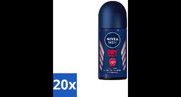20 x Nivea Men – Deodorant Roller – Dry Impact – 50 ml - Nivea Men Deodorant Roller - Anti-transpirant - Zweetbestendig - Geurbestendig - Dry Impact