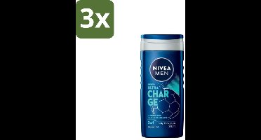 Nivea Men – Douchegel – Ultra Charge – 250 ml - Bulkverpakking - 3 stuks