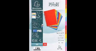 Exacompta 25x Tabbladen in glanskarton 400g - 12 tabs - A4 - Geassorteerd - 99H