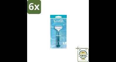 Gillette - Venus Smooth – Rondingvolgende Mesjes – Handvat + 2 Navulmesjes - Voordeelverpakking - 6 stuks - Scheren voor vrouwen - Venus SkinCushion