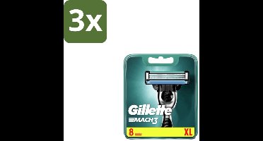 3 x Gillette – Mach3 – Scheermesjes – 8 mesjes - Scheren - Scheermesjes - Scheercomfort - Roodheid - Huidbescherming