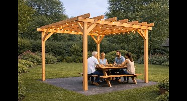 HBM complete pergola - Lariks/Douglas naturel-500x300cm-Vloerpaalhouder 100x100mm