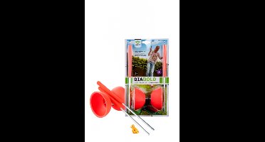Diabolo Rubber Fluor Rood – Circusspeelgoed voor Kinderen & Volwassenen – Inclusief Metalen Stokjes met EVA Handvat – Coördinatie & Behendigheid – ø 10,5 cm – Engelhart