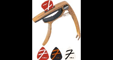 Finesse Universele Capo met Plectrums - Plectrumhouder - Gitaar - Akoestisch - Elektrische - Ukelele - Hout