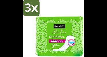 3 x Sence - Normaal - Maandverband - Zonder Vleugels - 12 Maandverbanden - Maandverband - Menstruatie - Maandverband Zonder Vleugels - Normale Menstruatie - Hygiëne