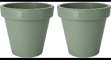 Pro Garden Plantenpot/bloempot Botanic - 2x - Tuin buiten - kunststof - donkergroen - Dia 20 cm - rond