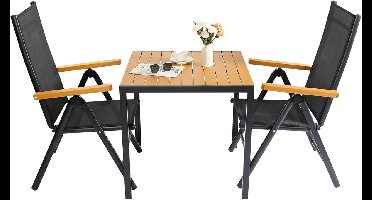 Balkonmeubelset – Tuinset – Balkonset – Meubelset Voor 2 Personen – Inklapbare Stoelen Met Verstelbare Rugleuning – Aluminium Frame Met Teslin-Stof