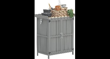 Gartenschrank – Tuinkast – Opbergrek – Werkbank – Buitenberging – Weerbestendig Gelakt Dennenhout – Compact 74x43x88 cm