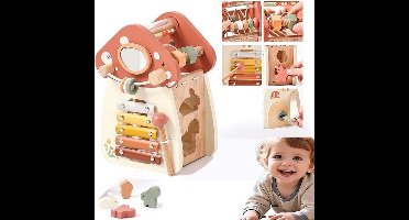 5-in-1 houten kinderspeelgoed - Paddestoelvormig speelgoed - Motorische vaardigheidsspeelgoed - Educatief babyspeelgoed - Geschikt voor jongens en meisjes vanaf 1 jaar