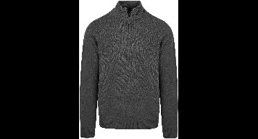 Suitable Half Zip Trui Lamswol Antraciet - Maat M - Heren - Schipperstrui - Schipperstrui met rits - Volwassen mannen