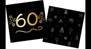 Folat - Servetten shining glam 60 jaar - 16 stuks - 33 x 33 cm