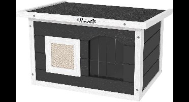 Kattenhuis - Voor buiten - Hok - Kooi - Bench - Ren - 1 verdieping - duurzaam - Zwart