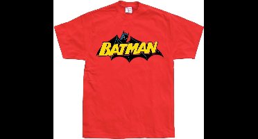DC Comics Batman Heren Tshirt -S- Retro Logo Rood