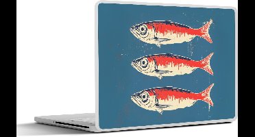 Laptop sticker - 12.3 inch - Vissen - Rood - Blauw - 30x22cm - Laptopstickers - Laptop skin - Cover