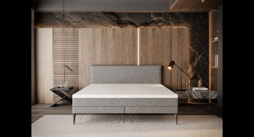 Zydante® - Boxspring - Brooklyn met geïntegreerde topper & pocketvering matras - Zilvergrijs - 180x200cm