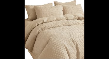 Polar Beddengoed Set 200x220 cm - Zacht Pluche met Stippen - Beige