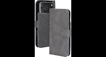 Mobiparts hoesje geschikt voor Apple iPhone 17 Pro Max - Wallet/Boekhoesje - Eco Leer - Magneet Sluiting - Opberg vakken - Grijs