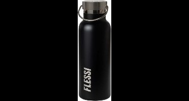 Flessi® Geïsoleerde RVS Drinkfles Kinderen 500ml – Dubbelwandige Thermosfles – 0% Plastic – BPA-vrij – Lekvrij – Schoolbeker & Drinkbus voor Kinderen en Volwassenen – RVS Dop – Zwart