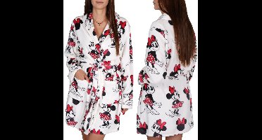 DISNEY Minnie Mouse Wit, DAMES badjas met ceintuur, WARME ochtendjas met zakken, Zachte kamerjas