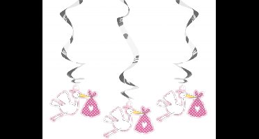 Folat geboorte meisje versieringen - 9x stuks - 60 cm - hangdecoraties - feestartikelen