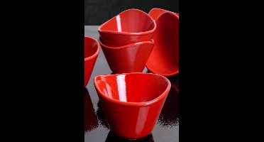 Asir - Keramische kommen - Set van 6 - Rood - 7,1 x 11 x 7,1 cm