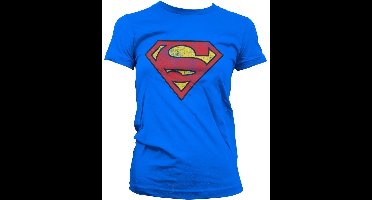 Superman Washed Shield Girly T-Shirt Damen Blue-M