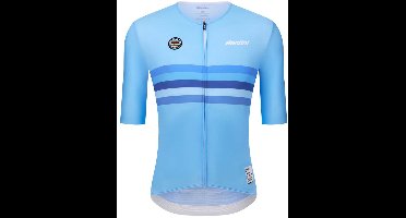 Santini Uci World Champion Belgium 2025 Korte Mouw Wielertrui Blauw M Man,Vrouw
