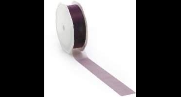 Aubergine voile lint voor decoratie en creatief gebruik - 38 mm / 25 mtr.