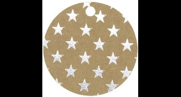 Kerstlabel Sterretjes Zilver – 50 mm | Set van 50 stuks - 5cm / 50 stuks