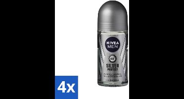 4 x Nivea - Men - Deodorant - Roller - Silver Protect Dynamic Power - 50 ml - 48 Uur Bescherming - Zilvertechnologie - Anti-transpirant - Zilverionen - Alcoholvrij