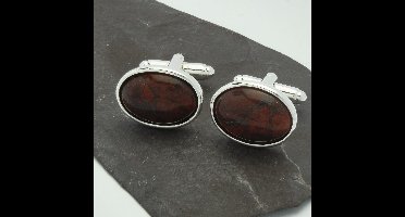 Manchetknopen - Edelsteen Ovaal Rode Jasper Jaspis