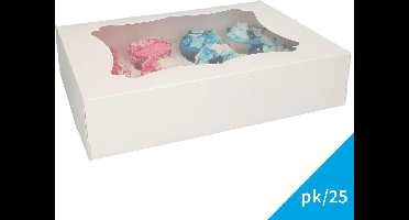 FunCakes Cupcake Doos - Taartdozen - Bakkerij Dozen - 12 - Blanco - pk/25
