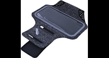 Ntech Sportarmband Fabric/Stof met Sleutelhouder voor Geschikt voor Samsung Galaxy A20/A30/M30/A50 - Zwart/Grijs