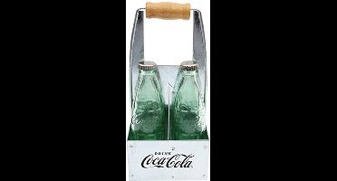 Coca-Cola CC339NG Glass Salt & Pepper Shaker In Galvanized Caddy