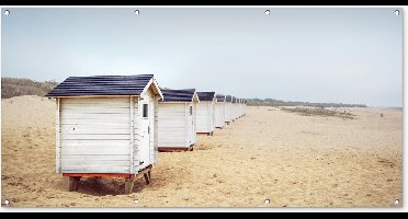 Wanddecoratie buiten Strandhuisjes in Nederland - 160x80 cm - Tuindoek - Buitenposter