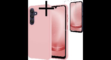 Hoesje - Met Screenprotector - Geschikt voor Samsung Galaxy A25 - Sterk & Shockproof - Back Cover - Siliconen Case - Telefoon Hoes - Lichtroze