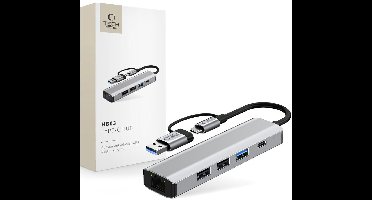 Tech-Protect Hub Adapter 5In1 Type-C Naar Usb2.0 Usb3.0 Rj45 Macbook Computer