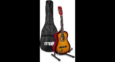 MAX SoloArt Junior 3/4 starterset - Akoestische kindergitaar met standaard en accessoires - Sunburst