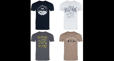 Mustang Heren T-Shirt 4-pack Mustang heren T-shirt regular fit Veelkleurig L Ronde Hals Volwassenen