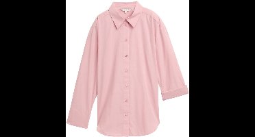 Tom Tailor - Losvallende popeline overhemdblouse - Maat 46 - Morning Pink