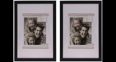 Gerimport Fotolijstje Paris - 2x - 20 x 30 cm - zwart - met passe partout - 15 x 20 cm - hout