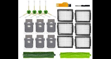 Stofzuigeraccessoires - Accessoireset - geschikt voor iRobot Roomba-stofzuigers (i7, i7+, E5, E6, 800/900-serie) - 2 hoofdborstels, 6 filters, 4 zijborstels en 6 stofzakken