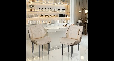 Eetkamerstoelen – Stoelen – Dining Stoelen – Armloze Stoelen – Microfiber PU-leer – Massief Hout – Draagvermogen 150 Kg - Licht Khaki