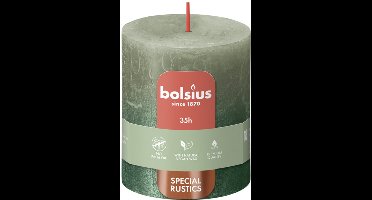 Bolsius - Rustiek stompkaars - Fading metallic - 80/68 - 1 Stuk - Fresh Olive + Metallic Green
