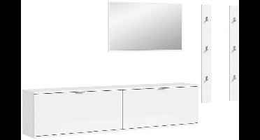 ProjektX garderobe opstelling 4 delen wit hoogglans.