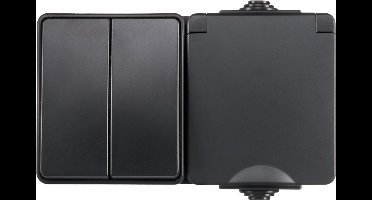Opbouw Combi wandcontactdoos en serieschakelaar | IP55 - Zwart