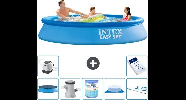 Intex Rond Opblaasbaar Easy Set Zwembad - 305 x 61 cm - Blauw - Inclusief Afdekzeil - Zwembadfilterpomp - Filter - Grondzeil - Schoonmaakset - Zoutwatersysteem - Zwembadzout